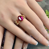 Handmade Ruby Ring, Lab Created Ruby, July Birthstone, Fuchsia-Red, 40th Anniversary