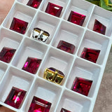 Ruby 8mm Square, 1 Pc Vintage Swarovski, Art 4410 with Setting, July Birthstone, 40th Wedding-Anniversary