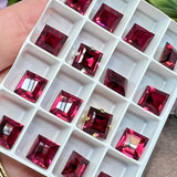 Ruby 8mm Square, 1 Pc Vintage Swarovski, Art 4410 with Setting, July Birthstone, 40th Wedding-Anniversary