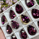 Amethyst 18x13mm Swarovski Crystal-Rhinestone, 1 Pc art 4320 Pear Shape With Setting