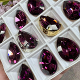 Amethyst 18x13mm Swarovski Crystal-Rhinestone, 1 Pc art 4320 Pear Shape With Setting