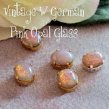 Pink Fire Opal, 12x10, Vintage West German Glass Cabochon with Setting