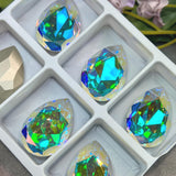 Swarovski Crystal AB, 1 Pc 30x20mm art 4320 Pear Shape Crystal with Setting