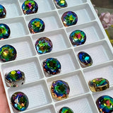 Vitrail Medium 2 Pcs Vintage Czech 11.3mm Crystal Rhinestone, art 1200 Dentelles With Setting