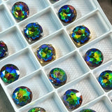 Vitrail Medium 2 Pcs Vintage Czech 11.3mm Crystal Rhinestone, art 1200 Dentelles With Setting