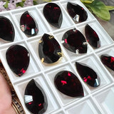 Garnet 18x13mm Rare Swarovski Crystal, art 4326 Pear Shape With Setting