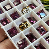 Amethyst 8mm or 10mm Square, 1 Pc Vintage Swarovski 4410 Rhinestone with Setting
