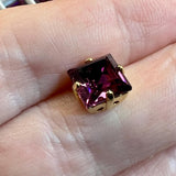 Amethyst 8mm or 10mm Square, 1 Pc Vintage Swarovski 4410 Rhinestone with Setting
