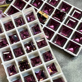 Amethyst 8mm or 10mm Square, 1 Pc Vintage Swarovski 4410 Rhinestone with Setting