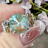Swarovski Serene Grey DeLite, Handmade Crystal Ring, in Sterling Silver or 14K GF