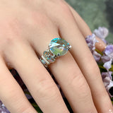 Swarovski Serene Grey DeLite, Handmade Crystal Ring, in Sterling Silver or 14K GF