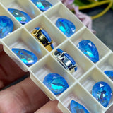 Crystal Ocean Delite 14x10, 1 Pc Swarovski Crystal Rhinestone 4320 Pear With Setting