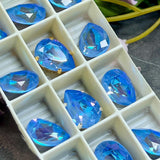 Crystal Ocean Delite 14x10, 1 Pc Swarovski Crystal Rhinestone 4320 Pear With Setting