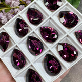 Amethyst 18x13mm Swarovski Crystal-Rhinestone, 1 Pc art 4320 Pear Shape With Setting