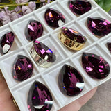 Amethyst 18x13mm Swarovski Crystal-Rhinestone, 1 Pc art 4320 Pear Shape With Setting