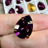 Amethyst 18x13mm Swarovski Crystal-Rhinestone, 1 Pc art 4320 Pear Shape With Setting