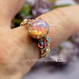 Pink Fire Opal, 12x10, Vintage West German Glass Cabochon with Setting