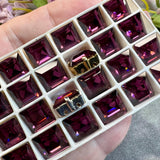Amethyst 8mm or 10mm Square, 1 Pc Vintage Swarovski 4410 Rhinestone with Setting