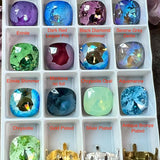 10mm 4470 Swarovski Crystal Rhinestone Cushion Square With Setting, 13 Colors