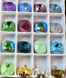 10mm 4470 Swarovski Crystal Rhinestone Cushion Square With Setting, 13 Colors