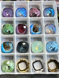 10mm 4470 Swarovski Crystal Rhinestone Cushion Square With Setting, 13 Colors