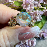 Swarovski Serene Grey DeLite, Handmade Crystal Ring, in Sterling Silver or 14K GF