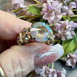 Swarovski Serene Grey DeLite, Handmade Crystal Ring, in Sterling Silver or 14K GF