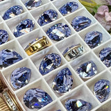 Provence Lavender 14x10 Swarovski Crystal Rhinestone 4320 Pear With Setting
