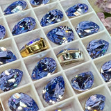 Provence Lavender 14x10 Swarovski Crystal Rhinestone 4320 Pear With Setting