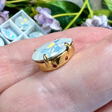 White Opal 14x10 Swarovski Crystal Rhinestone 4320 Pear With  Setting