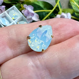 White Opal 14x10 Swarovski Crystal Rhinestone 4320 Pear With  Setting