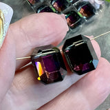 RARE Vintage Swarovski 15x12mm Emerald Cut 5105 Pendant Bead in Vitrail Dark, NOS