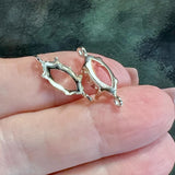 Sterling Silver Navette-Marquise Setting, For 15x7mm Crystal-Gems, 2 Loop .925 SS Blank