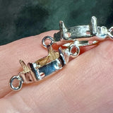 Sterling Silver Navette-Marquise Setting, For 15x7mm Crystal-Gems, 2 Loop .925 SS Blank
