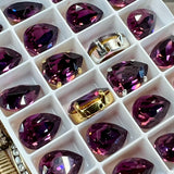 Amethyst 14x10 Swarovski Crystal Rhinestone, 4320 Pear Shape With  Settings