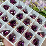 Amethyst 14x10 Swarovski Crystal Rhinestone, 4320 Pear Shape With  Settings