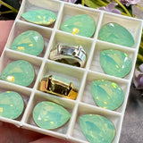 Chrysolite Opal 14x10 Swarovski Crystal Rhinestone 4320 Pear With Setting