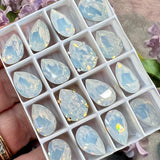 White Opal 14x10 Swarovski Crystal Rhinestone 4320 Pear With  Setting