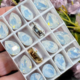 White Opal 14x10 Swarovski Crystal Rhinestone 4320 Pear With  Setting