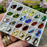 Vintage Swarovski, Czech or West German Rhinestone, 15x7mm Navette-Marquise With Setting
