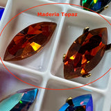 Vintage Swarovski, Czech or West German Rhinestone, 15x7mm Navette-Marquise With Setting