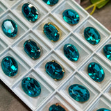 Blue Zircon 14x10mm Vintage Swarovski Rhinestone, 4100 Oval, With Settings