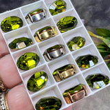 Olivine 14x10mm Vintage Swarovski Rhinestone, 4100 Oval, With Settings