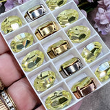 Jonquil 14x10mm Vintage Swarovski Rhinestone, 4100 Oval, With Settings