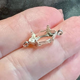 Sterling Silver Navette-Marquise Setting, For 15x7mm Crystal-Gems, 2 Loop .925 SS Blank