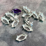 Sterling Silver 15x7 Navette Marquise Rhinestone Setting, For Crystal-Gems.925 SS Blank