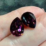 Amethyst 14x10 Swarovski Crystal Rhinestone, 4320 Pear Shape With  Settings