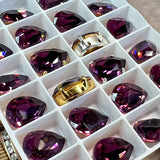 Amethyst 14x10 Swarovski Crystal Rhinestone, 4320 Pear Shape With  Settings