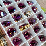 Amethyst 14x10 Swarovski Crystal Rhinestone, 4320 Pear Shape With  Settings