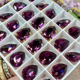 Amethyst 14x10 Swarovski Crystal Rhinestone, 4320 Pear Shape With  Settings